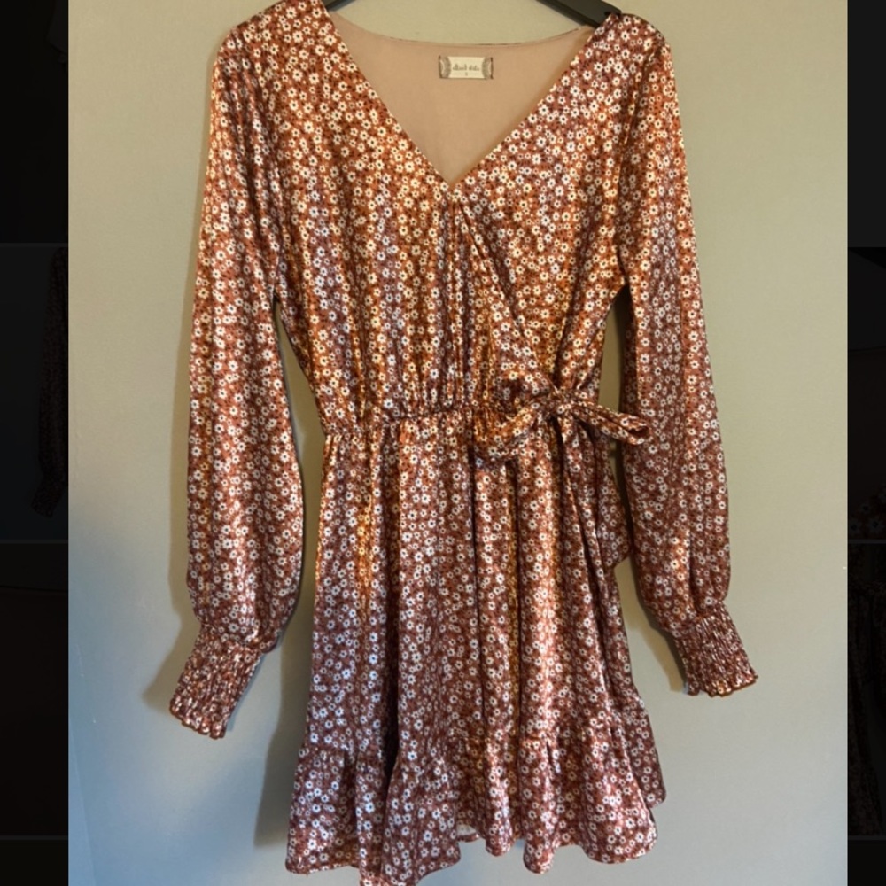Altar’d State Long Sleeve Faux Wrap Mini Dress